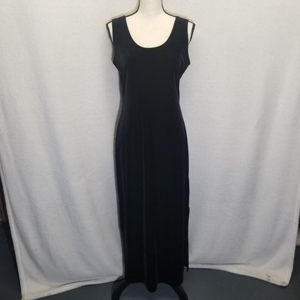 K.C. Spencer New York VTG 8 Dress Maxi Velvet  Velveteen Black Layering Holiday